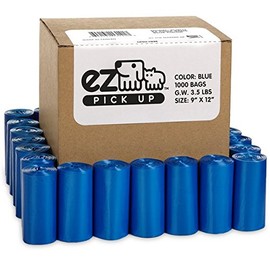 EZ Pick Up Pet Dog Bags - 1000 Count Dog Waste Bags, Puppy Pick Up Bags, Dog Walking Clean Up (Pink, Black, Blue) (Blue)