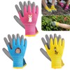 Beojonvy 3 Pairs Gardening Gloves for Kids 2-5 Years, Gardening Work Gloves with Boys and Girls, Protective Gloves Activities DIY Painting Outdoor Blue/Pink/Yellow