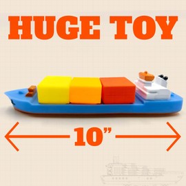 SplashEZ Boat Bath Toy for Kids | Mold Free Floating Toddler Bath Toys With No Hole for Water | Boat Ship Containers Ideal Size for Little Hands | Safe Durable for Tub Fun for Boys & Girls Ages 0 & Up