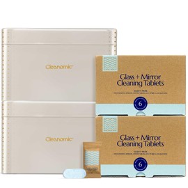 CLEANOMIC Glass and Mirror Cleaning Tablets and Tablet Tin Bundle (2 Pack)