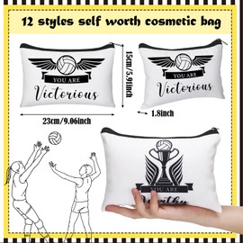 Sunnymove Volleyball Makeup Bags Bulk Volleyball Inspirational Gifts for Women Sports Cosmetic Pouch Travel Pouch Accessories Canvas Makeup Bags for Team Players Gifts