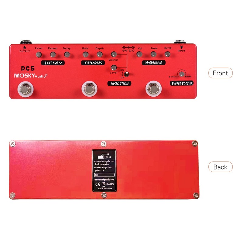 Guitar Multi-Effects Pedal, DC5 6-in-1 Guitar Multi-Effects Pedal Delay +