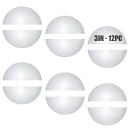 Styrofoam Half Balls 3 Inch,12PC Large White Half Foam Balls for Crafts, DIY Craft Giant Foam Balls for Home and School,Smooth Solid Round Balls (Half styrofoam-3in-12pc)