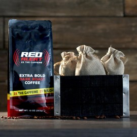 Red Alert Café Molido Extra Fuerte, 10 Oz, Sabor Intenso E Intenso, Alta Cafeína Para Extra Energía, Perfecto Para Un Potente Impulso Matutino