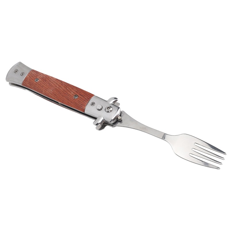 Spring Fork Rosewood Handle Stainless Steel Foldable Spring Fork for