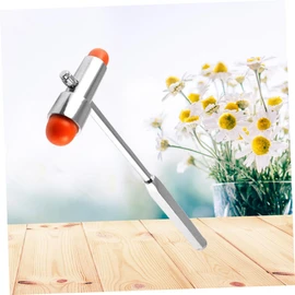 IWOWHERO Multifunctional T Shaped Reflex Hammer with and Brush Diagnosis Tool for Clinical Testing Handle Orange Color Design for Precise Tendon Percussion