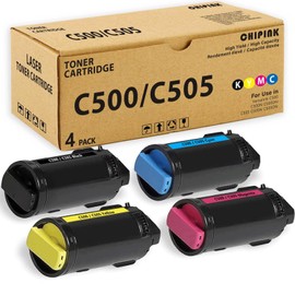Chipink Versalink C505 Toner Bundle Replacement Compatible with VersaLink C500 Toner 106R03862 106R03861 106R03860 106R03859 Ink for Xerox VersaLink C505 C500 Printer (4 Pack, Black Cyan Yellow Magenta)