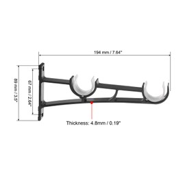 uxcell Double Curtain Rod Bracket, 4Pcs - Aluminum Alloy Curtain Rod Holders, Curtain Rod Hooks Fit for 0.8-1 Inch Drape Poles for Wall Hanger (Black)