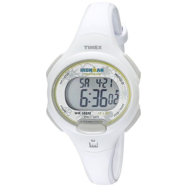 Timex Women's T5K606 Ironman Essential 10 Mid-Size White Resin Strap Watch