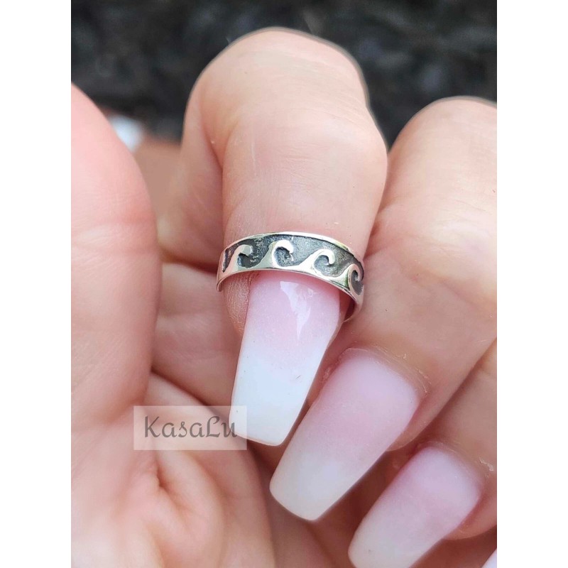 Sterling Silver Ocean Waves Band Adjustable Toe Ring