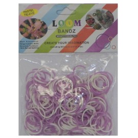 Infinite Possibilites Pastel Tie Dye 300 Loom Bands With 12 Clips - Lavender/White