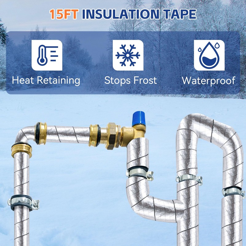 Saillong Pipe Wrap Insulation, 15 Ft Foil Backed & Natural