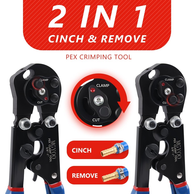 MGYOO Pex Crimping Tool Cinch and Remove Dual-Function Pex Crimp