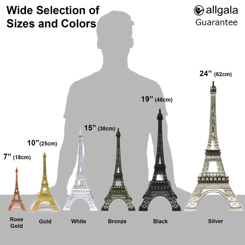 allgala 19 Inch 48CM Eiffel Tower Statue Decor Alloy Metal-White