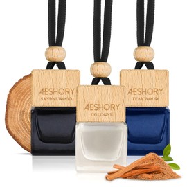 Aeshory 3 x 8 ml Car Fragrance Air Freshener for Men, Koln, Sandalwood, Teak Wood, Car Air Freshener with Holder, Interior Decorative Fragrance Dispenser, Automatic in Taxi, Office, Home