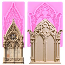 MIYAHOUSE Gothic Castle Gate Silicone Molds Window Fondant Mold Set Of 2