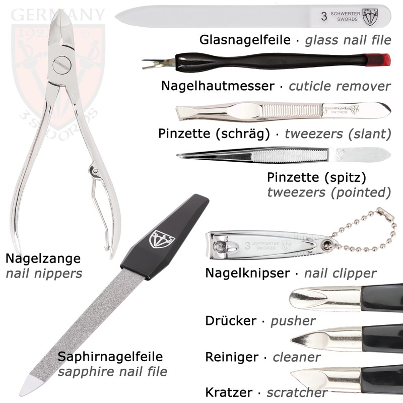 3 Swords Germany – brand quality 12 piece manicure pedicure