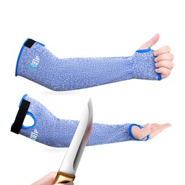 Xuper Grip Cut Resistant Arm Sleeves A5 Protectors Gardening Welding Guards for Biting Pet Grooming,1 Pair (Blue, 17.7'')