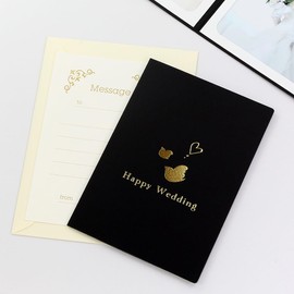 Photo Mat Wedding Pocket Mount "Happy Wedding_Pigeon" 2L Size (5.0 x 7.0 inches (127 x 178 mm), 2 Sides Vertical (Black)