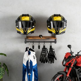 KEVANLY Helmet Holder Wall Mount,Motorcycle Helmet Holder with 4 Hook Clips,Motorcycle Accessories for Gear Storage