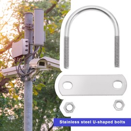 SG Store 4PCS M8 Round U-Bolts 304 Stainless Steel U Clamp Bolt Set 26mm Groove Width U Bolts with Nuts and Back Plates for Fixing Round or Rectangular Locking Parts