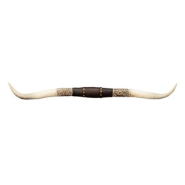 Hobby Lobby Longhorn Wall Decor, Resin, Distressed Horns, Leather Strap Design, Floral Embossing, Gold Studs, 40 inches Wide, Rustic, Country Charm