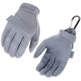 Mechanix Wear Original Gloves - Breathable & Abrasion Resistant + Gear Carabiner - Original Glove in Black, Coyote, Multicam/Size S, M, L, XL - grey, size: l