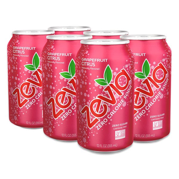 Zevia Zero Calorie Soda - Grapefruit Citrus - 12 Fl Oz (Pack of 6)