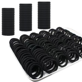 SAMJANE 150 pcs Elastics Hair Ties, Nylon Hair Elastics, No Tangle & No Breakage Hair Ties for Ponytails, Elastics Hair Accessories for Women Girls, Hair Elastic for Women or Men(4mm Black)