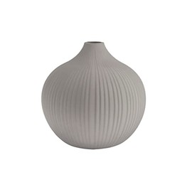 Storefactory - Vase, Flower Vase - Frog Jaws - Ceramic - Ribbed - Colour: Light Grey - Dimensions (Diameter x Height) 20 x 20 cm - Size: Large