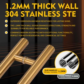 RZELOYDE Push Pull Door Handle Solid Standoffs Heavy-Duty Commerial Grade-304 Stainless Steel Door Pull for Pulling and Pushing Sliding,Barn Glass and Shower Doors (Gold, 24inches/600mm)