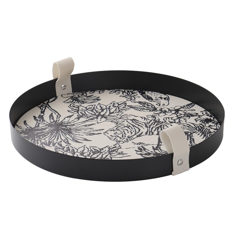 HARLIANGXY Decorative Round Tray Ø 28CM, Valet Tray with Leather-padded,