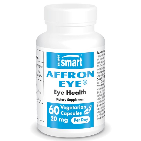 Supersmart - Affron Eye 20mg per Day - Saffron Supplement 3% Crocin - Saffron Stigma Extract (Crocus Sativus) - Eye Vitamins - Macular Support | Non-GMO & Gluten Free - 60 Vegetarian Capsules