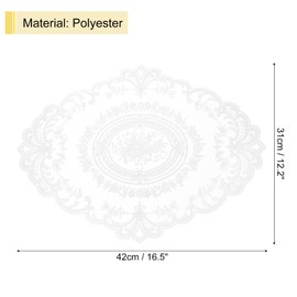 sourcing map Retro Lace Placemat 12x16-in Oval Embroidered Table Place Mats French Crochet Doilies Coasters Cup Mat for Home Wedding, Pure White
