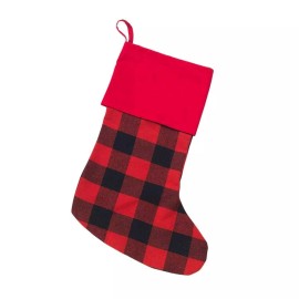Viv&Lou Viv & Lou Red Buffalo Check Christmas Stocking 100% Cotton 7.5x16H