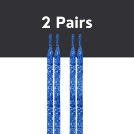 AcrossSea 47" Flat Paisley Blue Shoelaces 2 Pairs Fashion Sneakers Bandana Shoelaces for Athletic sport/Running Sneakers