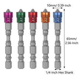 Bestgle 10Pcs 1/4 Inch Hex Shank Magnetic Phillips Screwdriver Bit Set Cross Screw Electric Power Drivers Bits - PH2