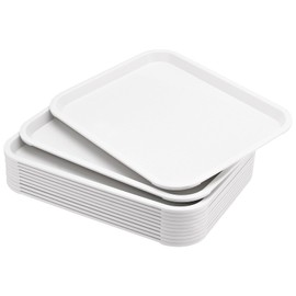 MANCHAP 12 Pack 13.8 x 10.6 Inch White Fast Food Tray, Rectangular Restaurant Serving Trays, Plastic Cafeteria Trays Food Trays for Restaurant, Coffee Shop