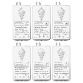 6Pack Extra Wireless Receiver for NineLeaf Wireless Light Switch Kit, Can Pair with Different Style Wireless Light Switch, Can 't Used Separetely, Updated 80-275V, 433MHz, Easy to Pair (Receiver Only)