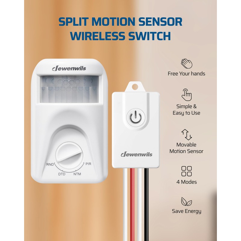 DEWENWILS Motion Sensor Light Socket, E26/E27 Screw in Dusk to