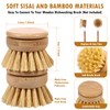 6Pcs Bamboo Dish Brush Soft Sisal Bristle Dish Washing Brush