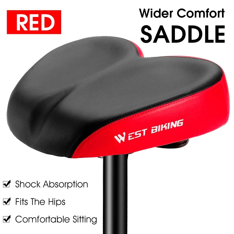 Wide Comfort Bike Saddle for Commuting – Dual Shock Absorption