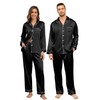 YOZLY Couple Matching Pajamas Set Satin Button Down Silky Sleepwear