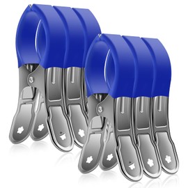 Vicloon Pack of 6 Stainless Steel Beach Towel Clips, Large Clothes Pegs, Towel Clips for Beach Loungers with Protective Cover, Beach Towel, Bath Towel, Bed Linen and Thick Clothing