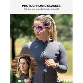 KAPVOE Running Glasses, Self-tinting Sports Glasses, Cycling Glasses, Photochromatic Cycling Glasses, MTB Glasses, Sports Sunglasses, Men and Women, Clear Sports Glasses, Road Bike Sunglasses, Cycling