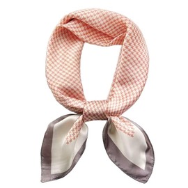 GIMIRO Women's 70 x 70 cm Scarf Simulated Silk Flowers Scarf Tie Houndstooth Bandana, A01 Houndstooth Orange
