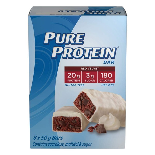 Pure Protein Bars, Gluten Free, Snack Bars, Red Velvet, 50 gram, 6 Count