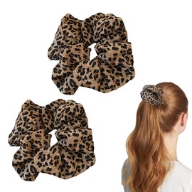 Large Scrunchies for Women Leopard Print Oversized Scrunchies Satin Elastic Giant Hair Accessories Bun or Ponytail Hair Holder Accessories for Women Girl