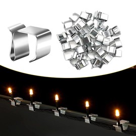 mizikuu Pack of 50 Gutter Hooks for Fairy Lights, Christmas Light Clips, Christmas Lighting Light Hooks, Outdoor Fairy Lights, Holder, Gutter Decoration for Garden, Kitchen