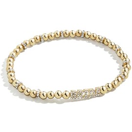 BaubleBar Pavé Bride Pisa Stretch Bracelet - 14kt Gold-Plated Beaded Bracelet, Stacking Bracelets, Bachelorette & Wedding Jewelry, Bride Letters, Fashion Jewelry for Women - Gold/Pave